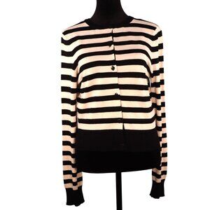 H&M Divided women's Black & White Striped Cardigan Sweater Size Small‎